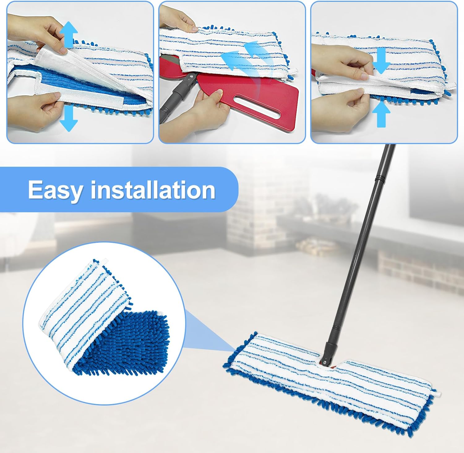 DLAIMI 4 Pack Dual-Action Mop Head Replacements
