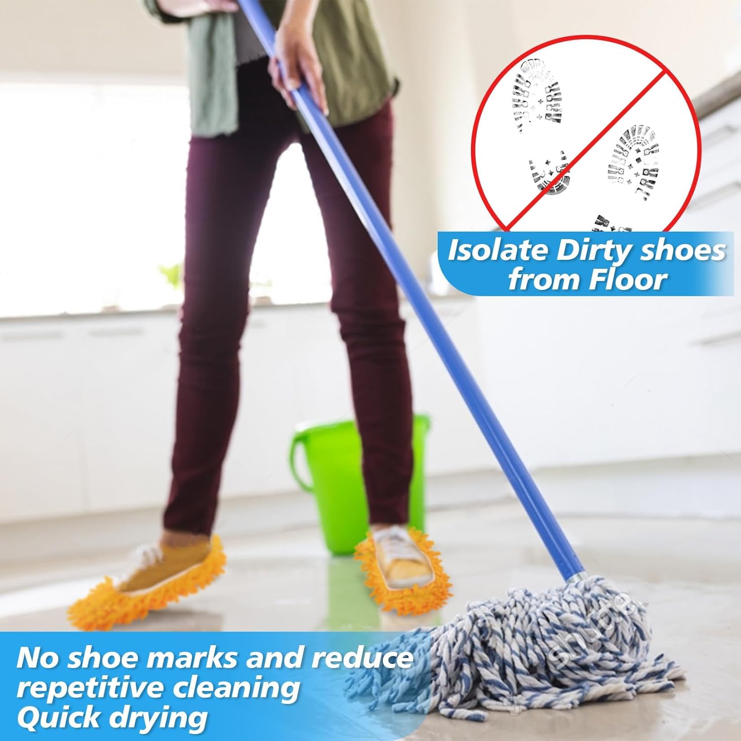10 Mop Slippers for Floor Cleaning - Women Friendly