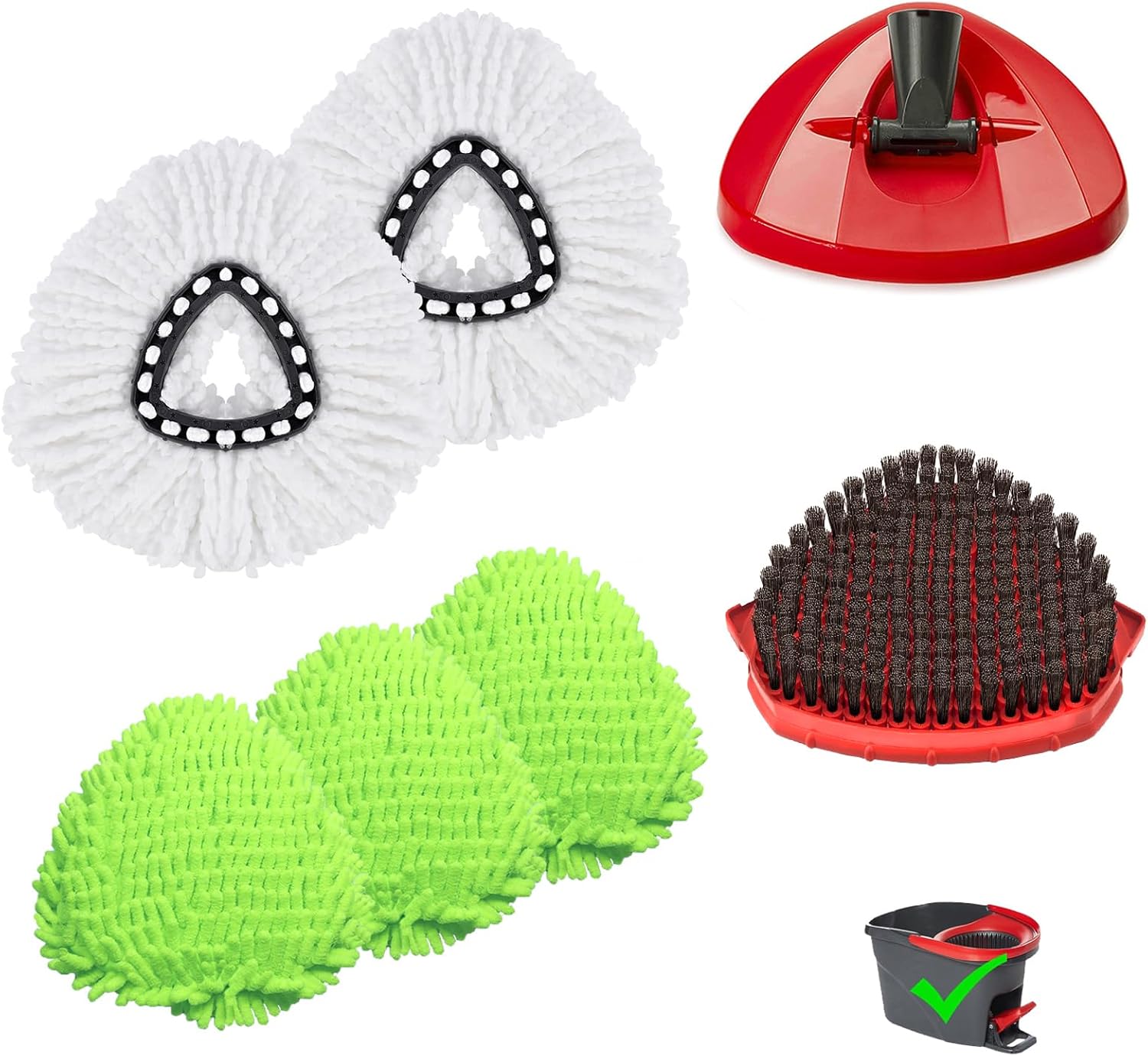BywoBywo Upgraded Scrub Brush Mop Replacement Set 7 Pack