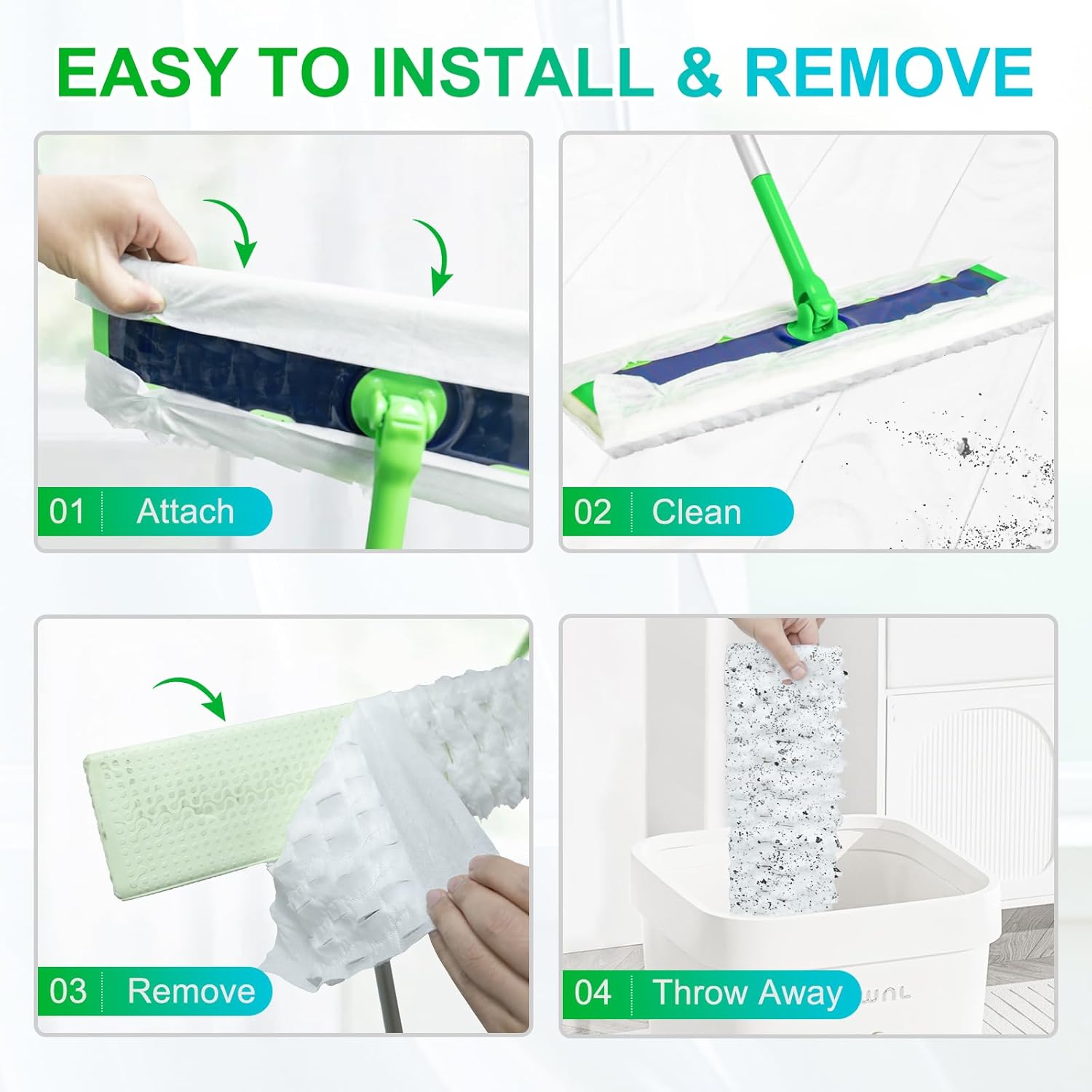 SAUAUSUN 40 Count XL Mop Pad Refills for Swiffer XL