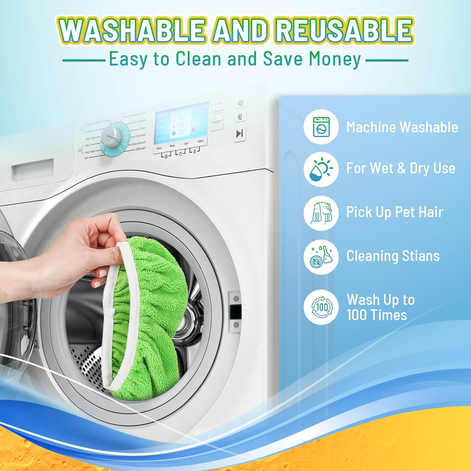 JINIOHEE Reusable Microfiber Mop Pads for Swiffer
