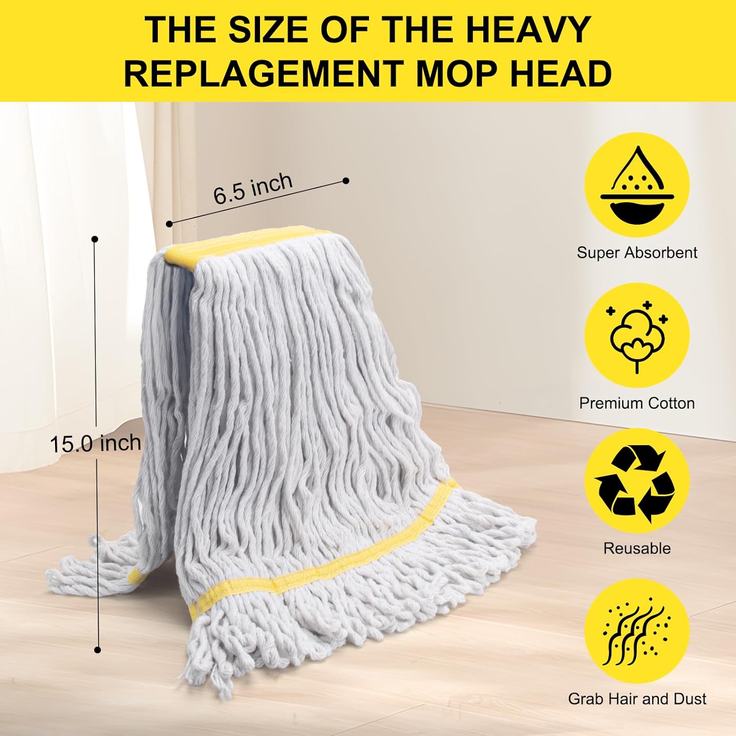 KeFanta 3 Pack Heavy Duty Mop Head Refill Yellow