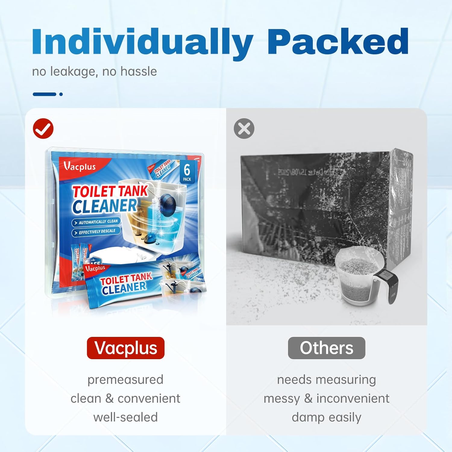 Vacplus Toilet Tank Cleaner - 6 Pack Automatic Descaler Tablets