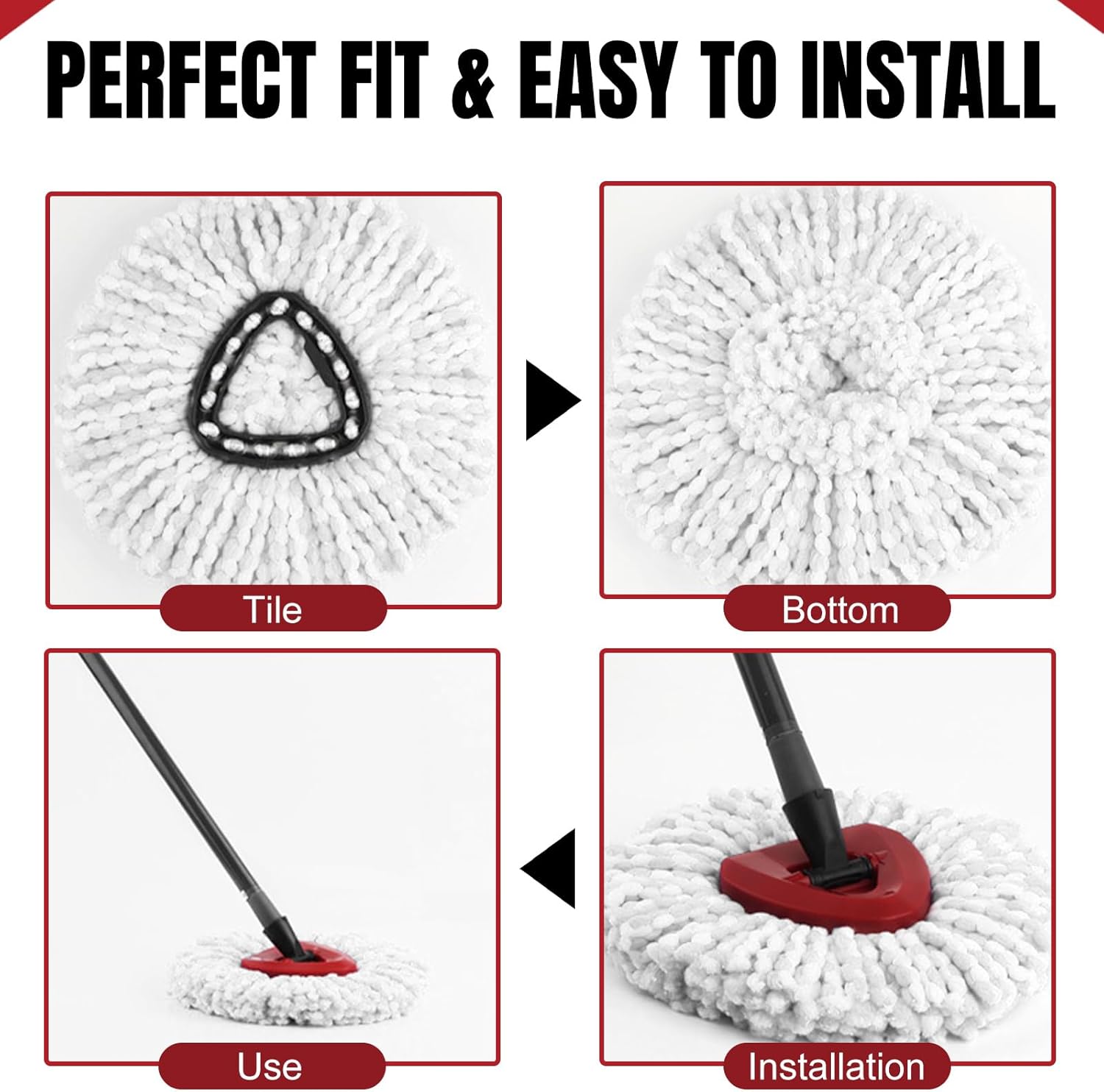 16Pcs Spin Mop Replacement Heads - White Microfiber 360 Rotation Machine Washable