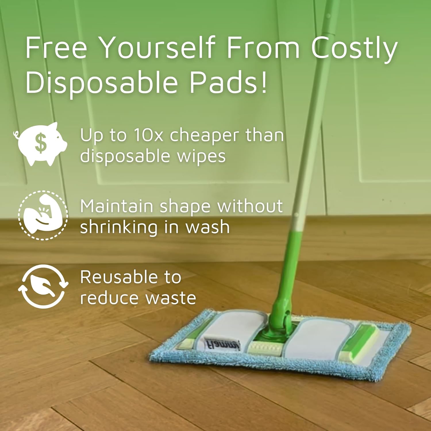 F Flammi Reusable Microfiber Mop Pad 2 Pack