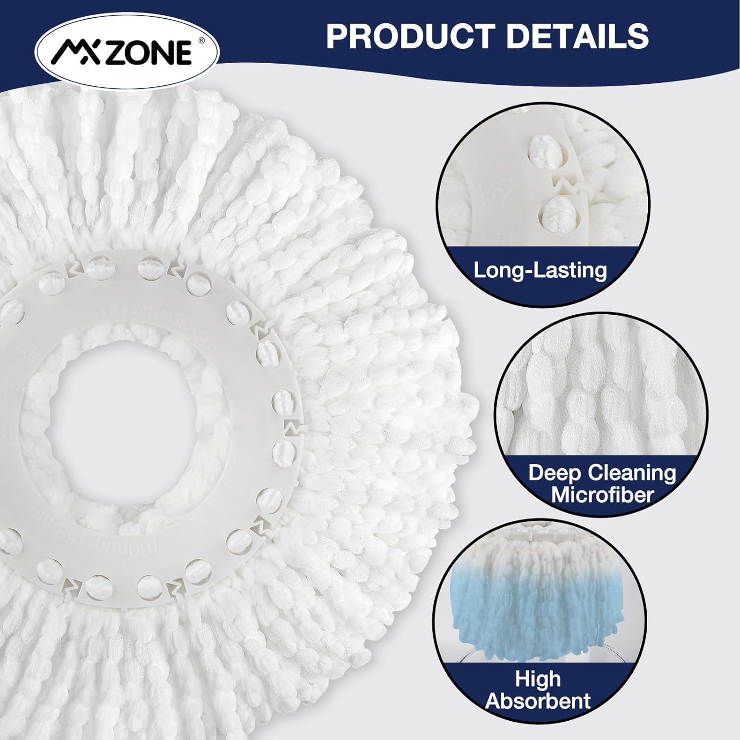 MXZONE Spin Mop Replacement Head 3 Pack