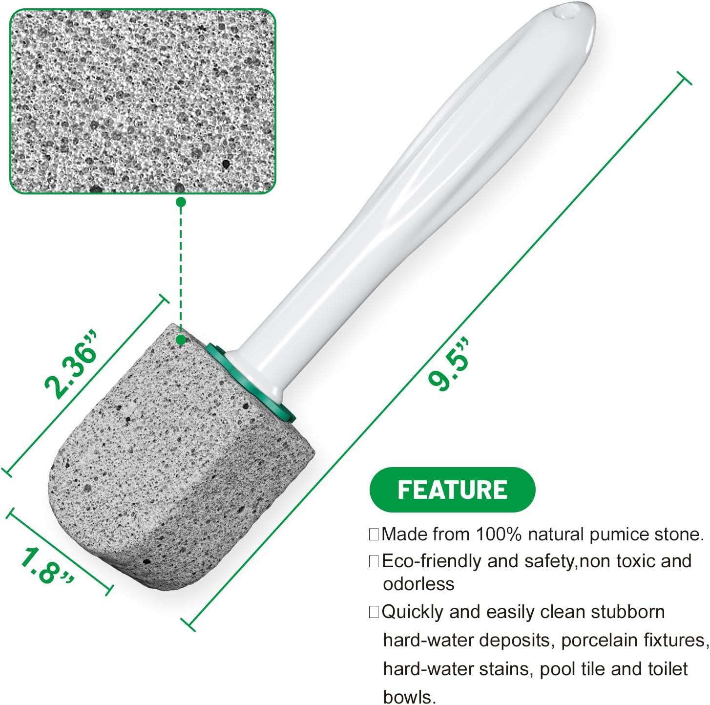 Enjunway Pumice Stone Toilet Cleaner with 30CM Handle - 5 Pack Refills