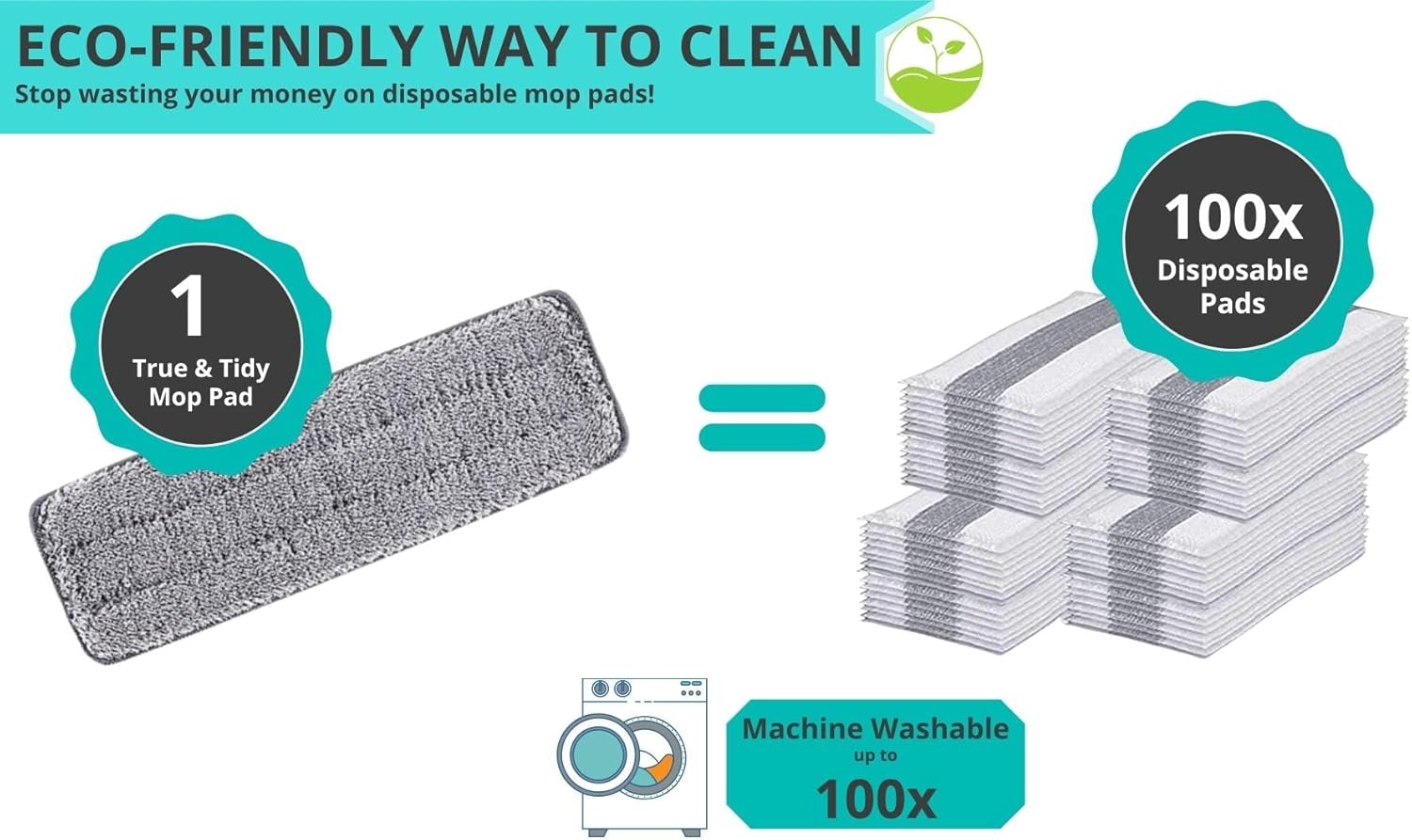 True Tidy 3-Pack Machine Washable Mop Pads
