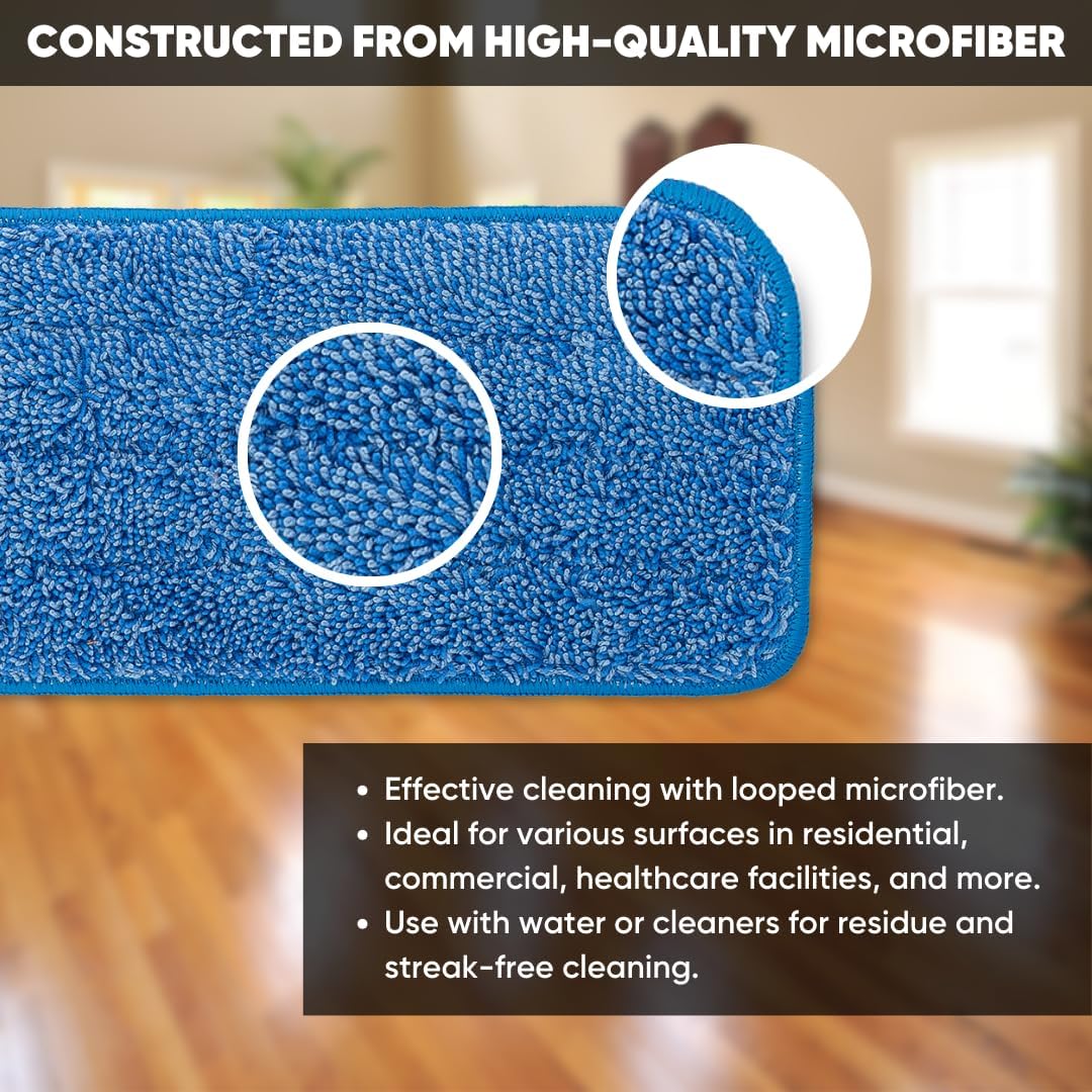 18 inch Microfiber Mop Pads - 18 Pack Machine Washable Reusable 1