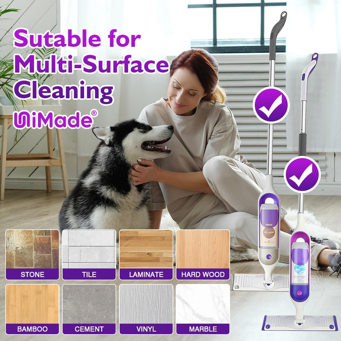 UNIMADE Reusable Mop Pads 8 Pack for Swiffer PowerMop