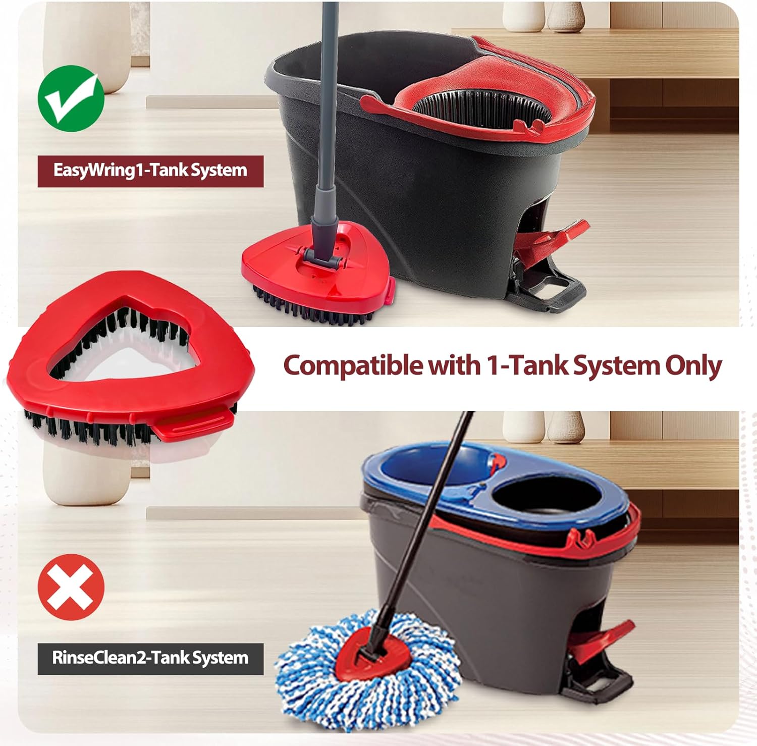 Puiuisoul Spin Mop Scrubber Head for Oceda EasyWring 1-Tank System