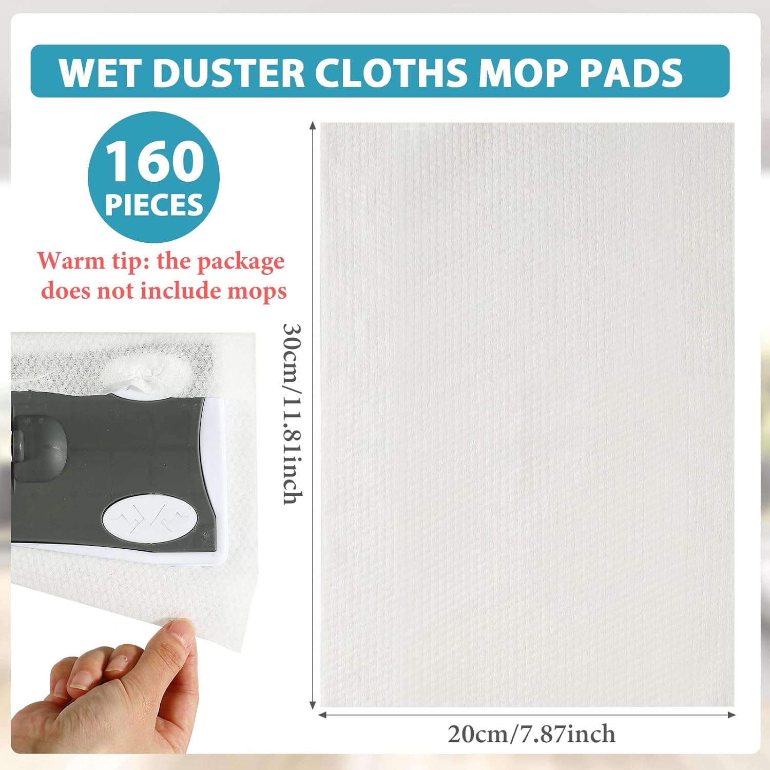Peryiter 300 Pcs Wet Mop Pads Refills for Floor Cleaning