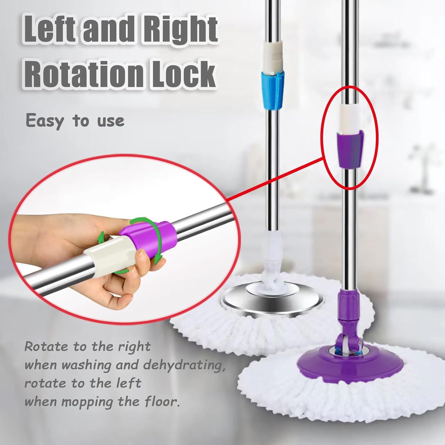 Midremer 49-inch Spin Mop Handle with Rotating Disc