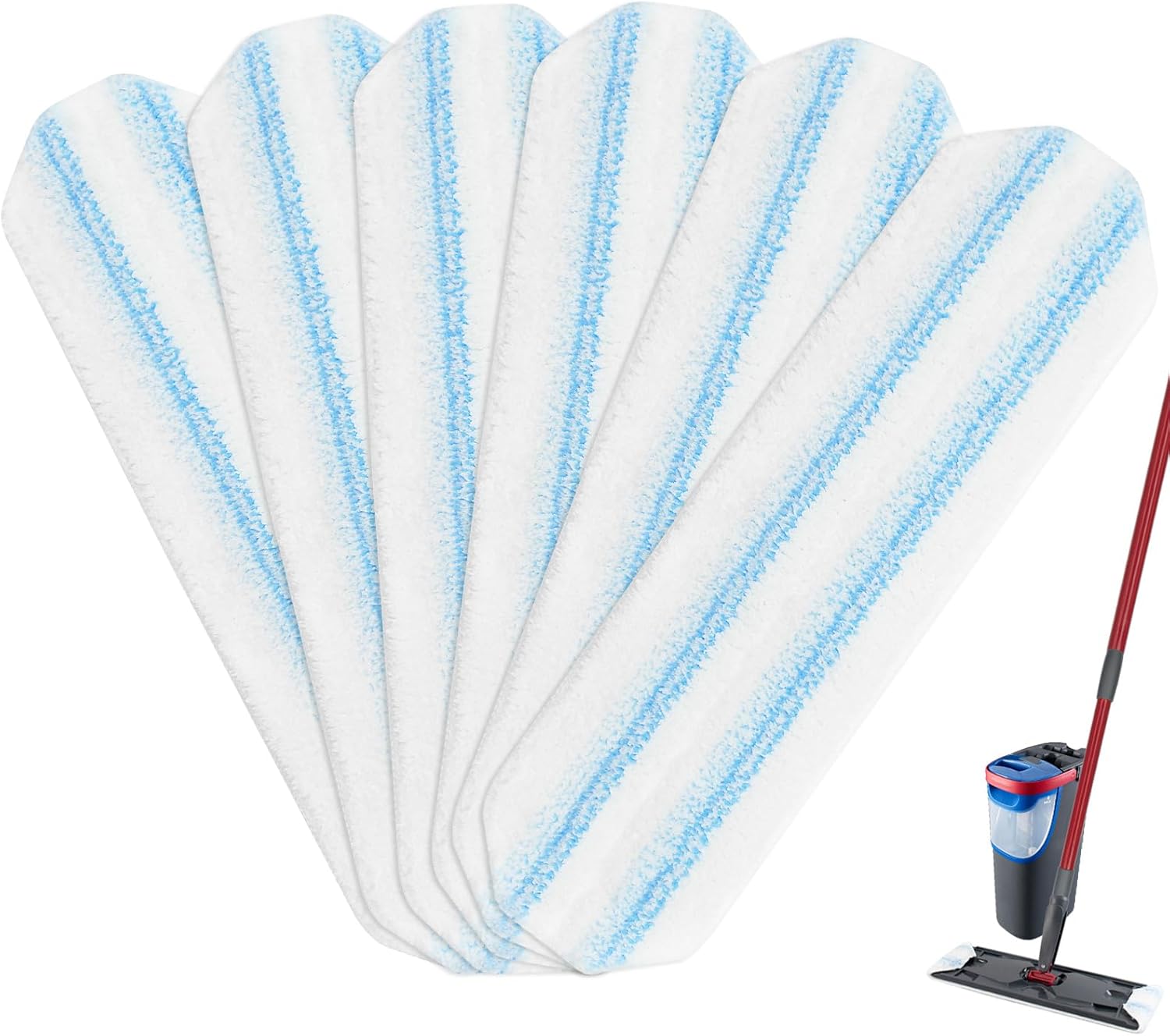 6 Pack Microfiber Mop Pads for O-Cedar H2Pro Flat Mop System