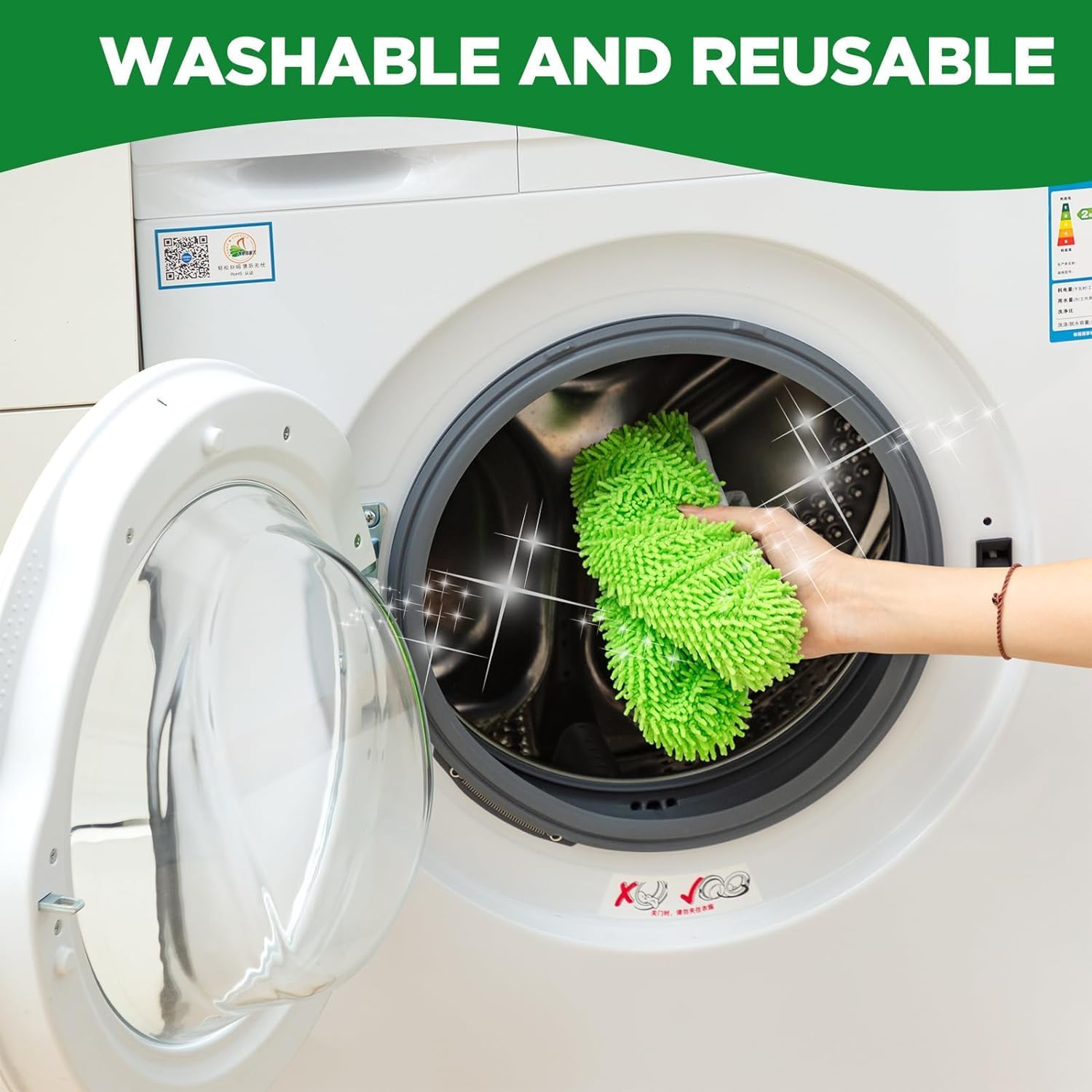 Febsow 8PCS Reusable Microfiber Mop Pads