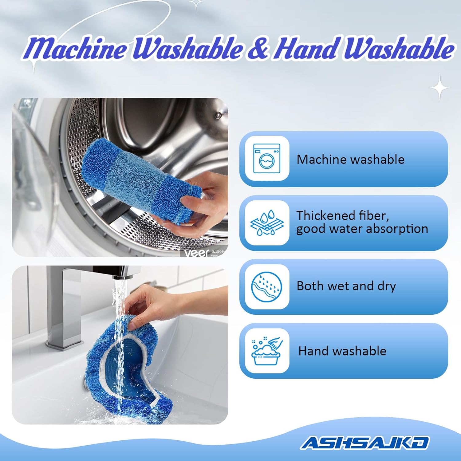 8 Pack Reusable Mop Pad for Swiffer Sweeper