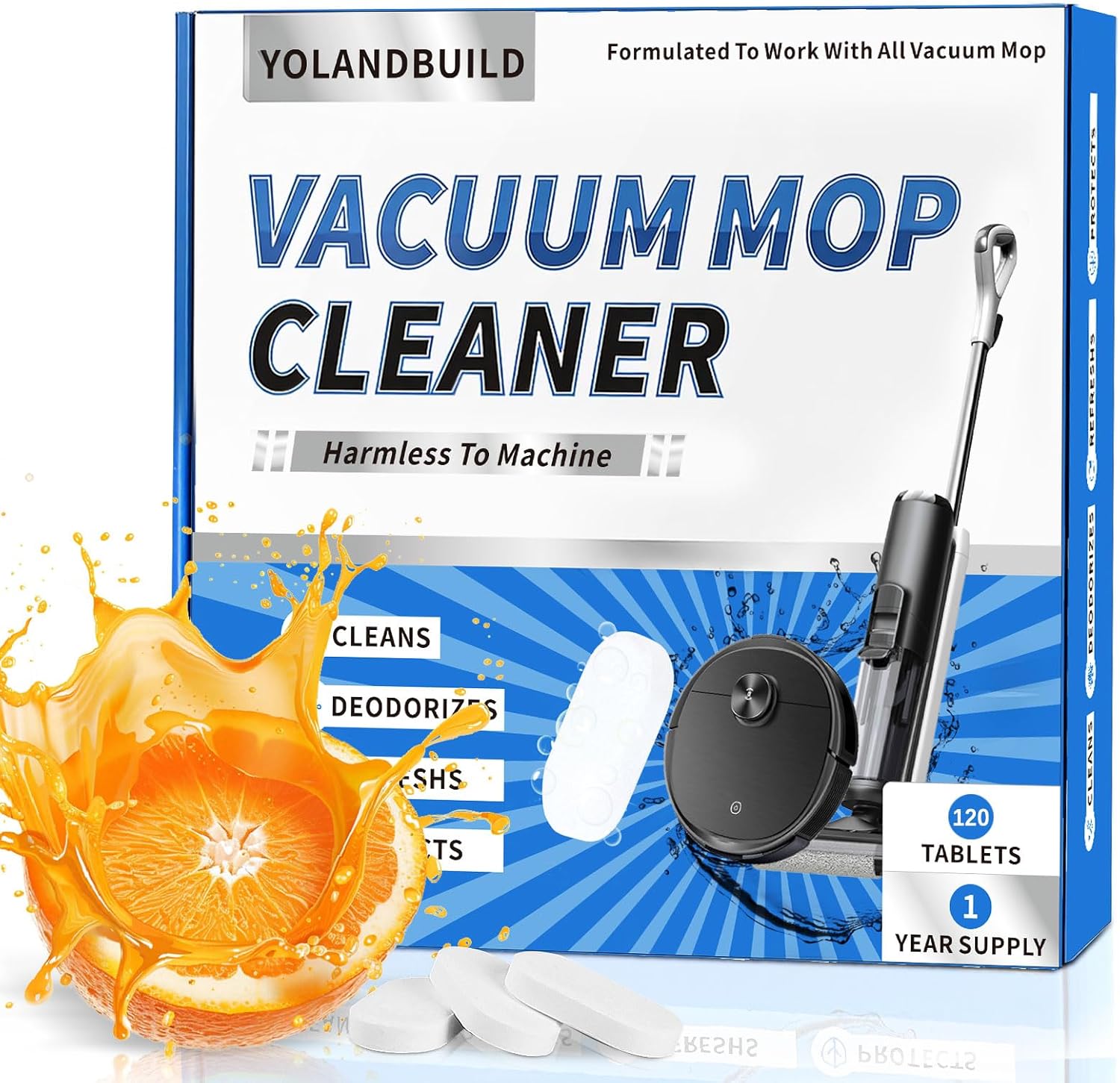 YoLandBuild Vacuum Mop Tablets - 120 Count Universal Fit