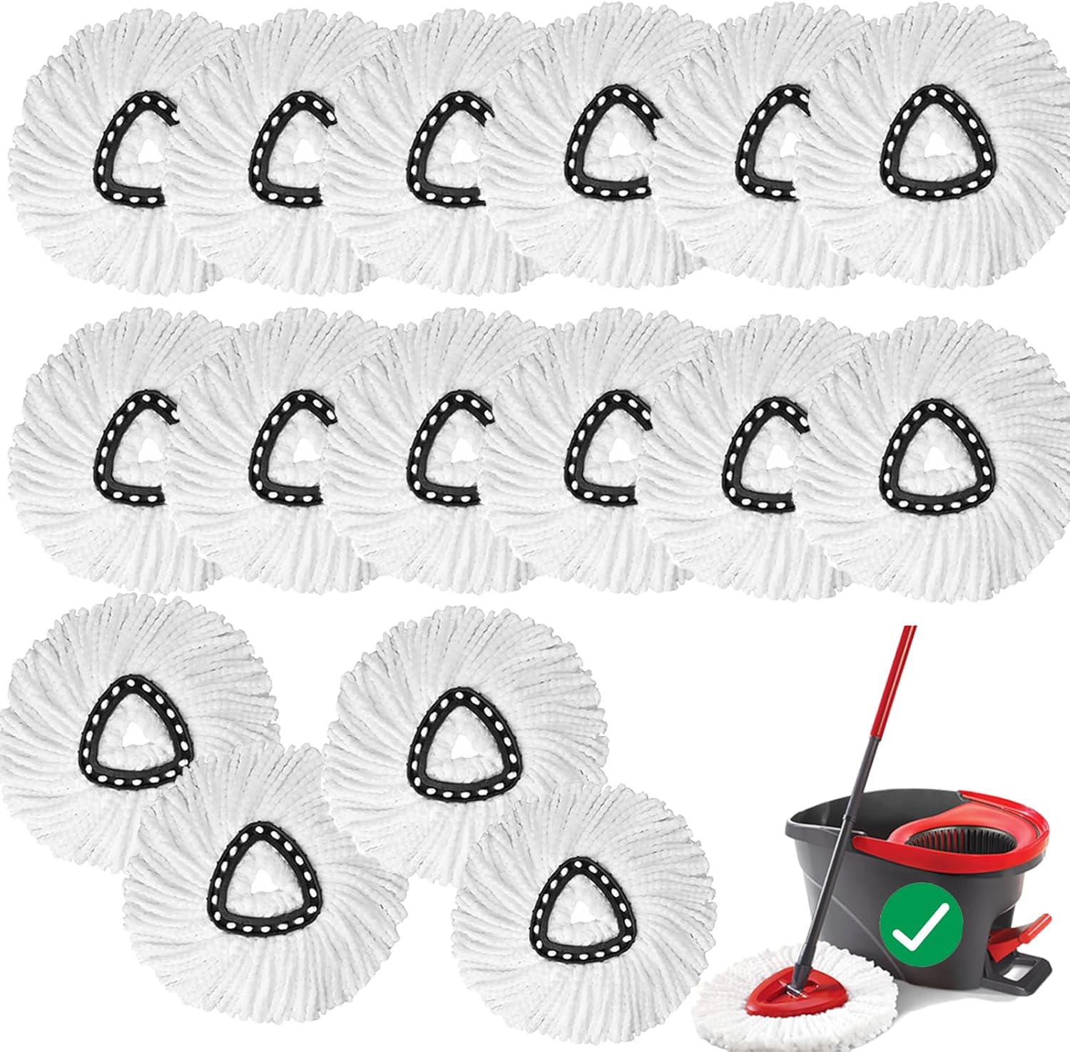 16 PCS Spin Mop Replacement Heads 100 Microfiber with Cedar Handle