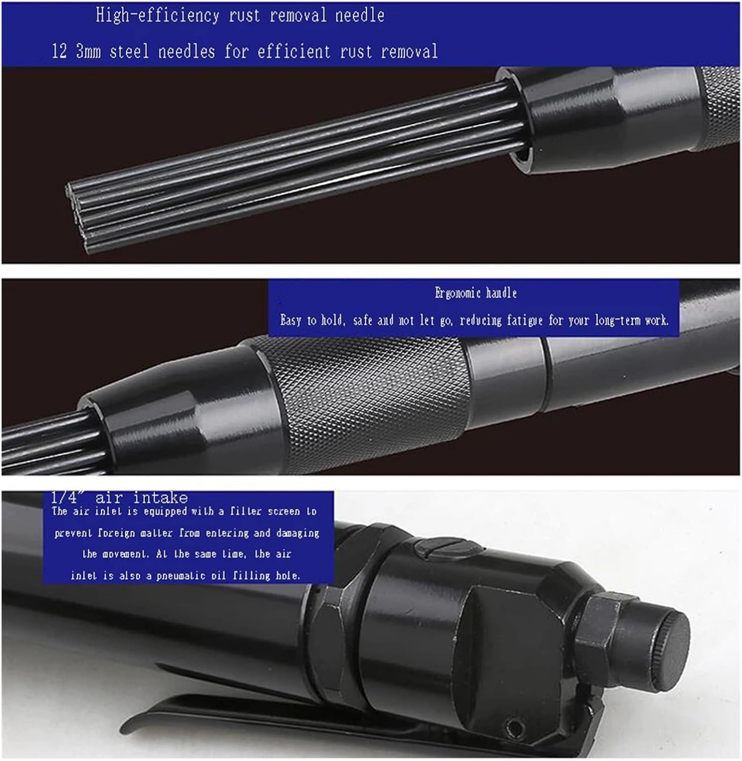 KYKYK Pneumatic Rust Remover Tool 4000RPM 12 Pin Bundle