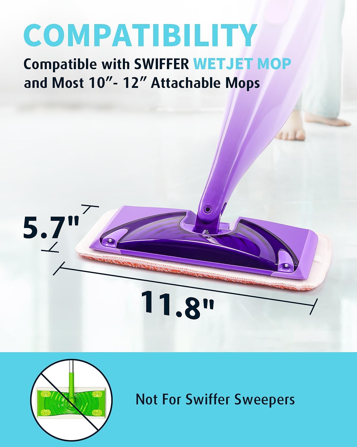 Power Scrubbing Reusable Mop Pads for Swiffer Wet Jet 12 Pack