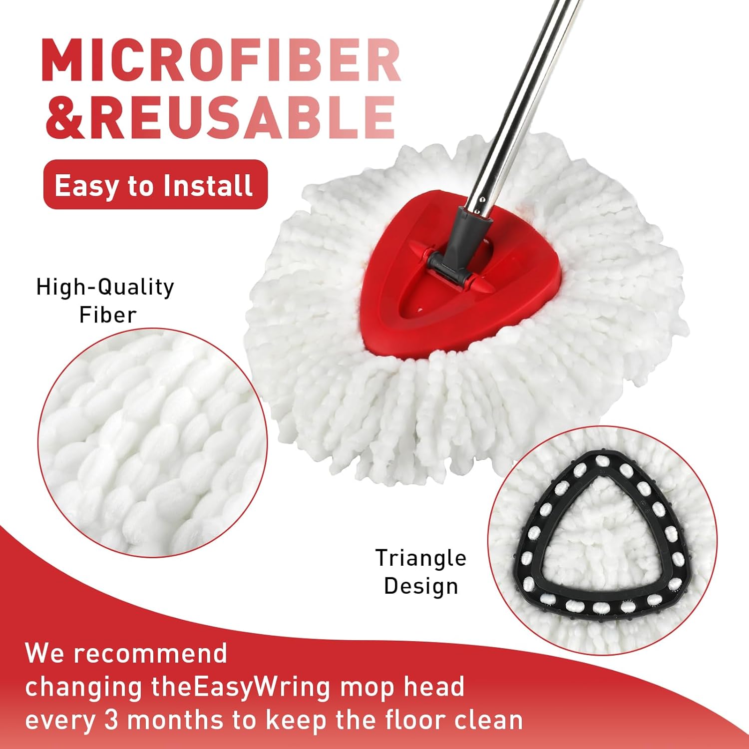 3pcs Mop Head Replacements for O-Cedar Spin Mop