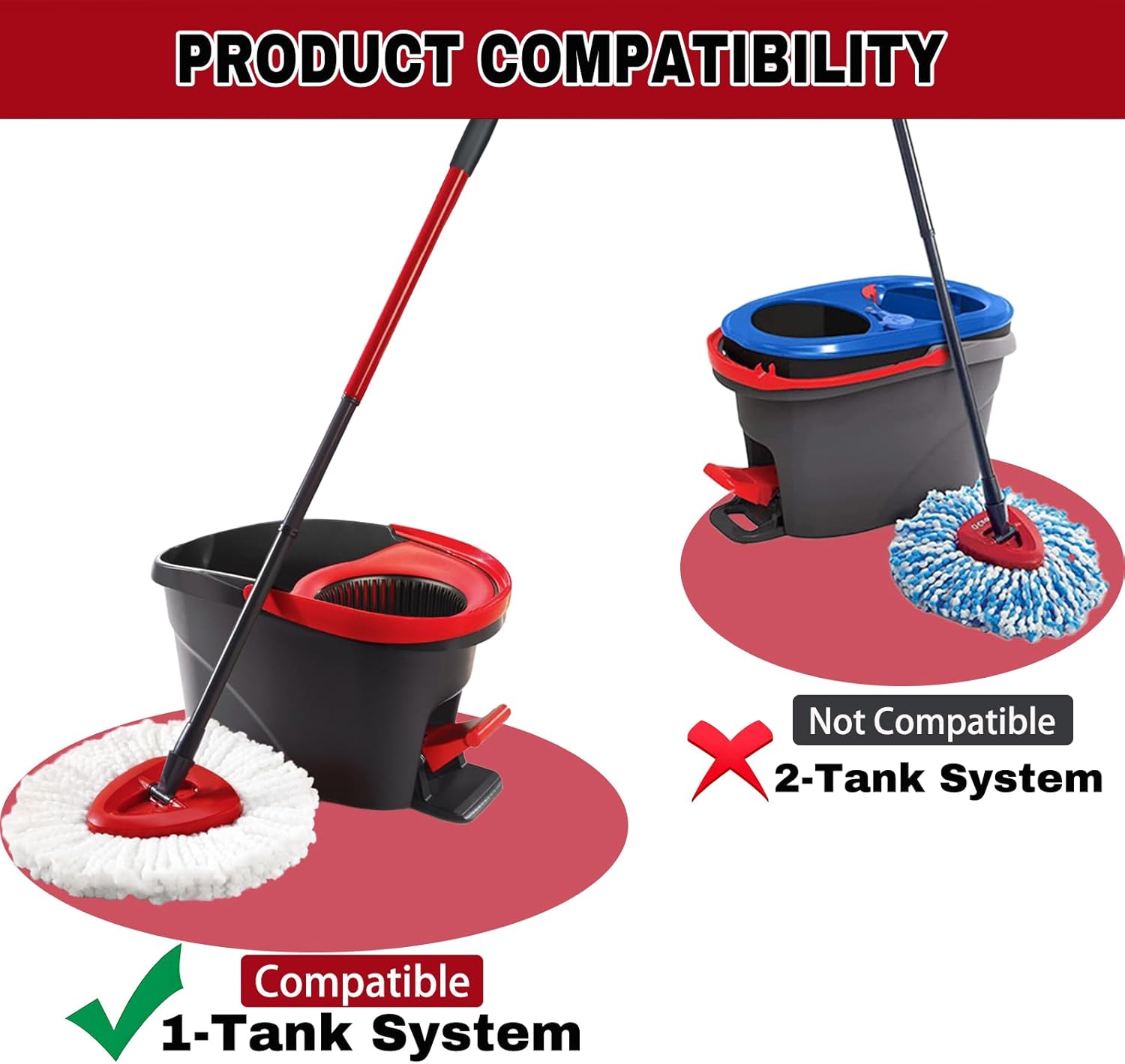 SUOSEC Spin Mop Replacement Heads 6Pack - Machine Washable Easy to Replace