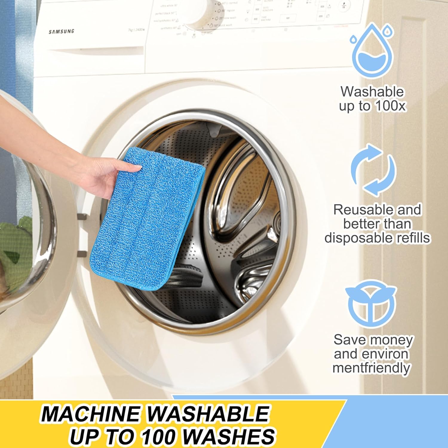 8 Pack 165 Inch Reusables Mop Pads for Bona System