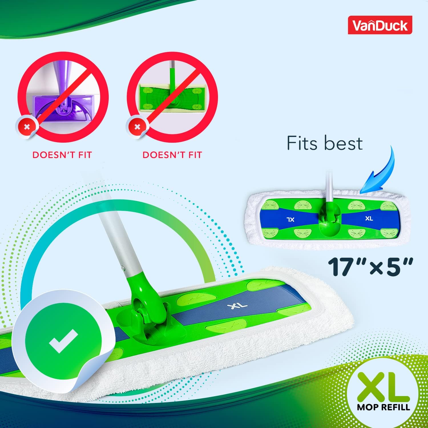 VanDuck Extra Large Cotton Mop Pads - 4-Pack for Swiffer XL Mop
