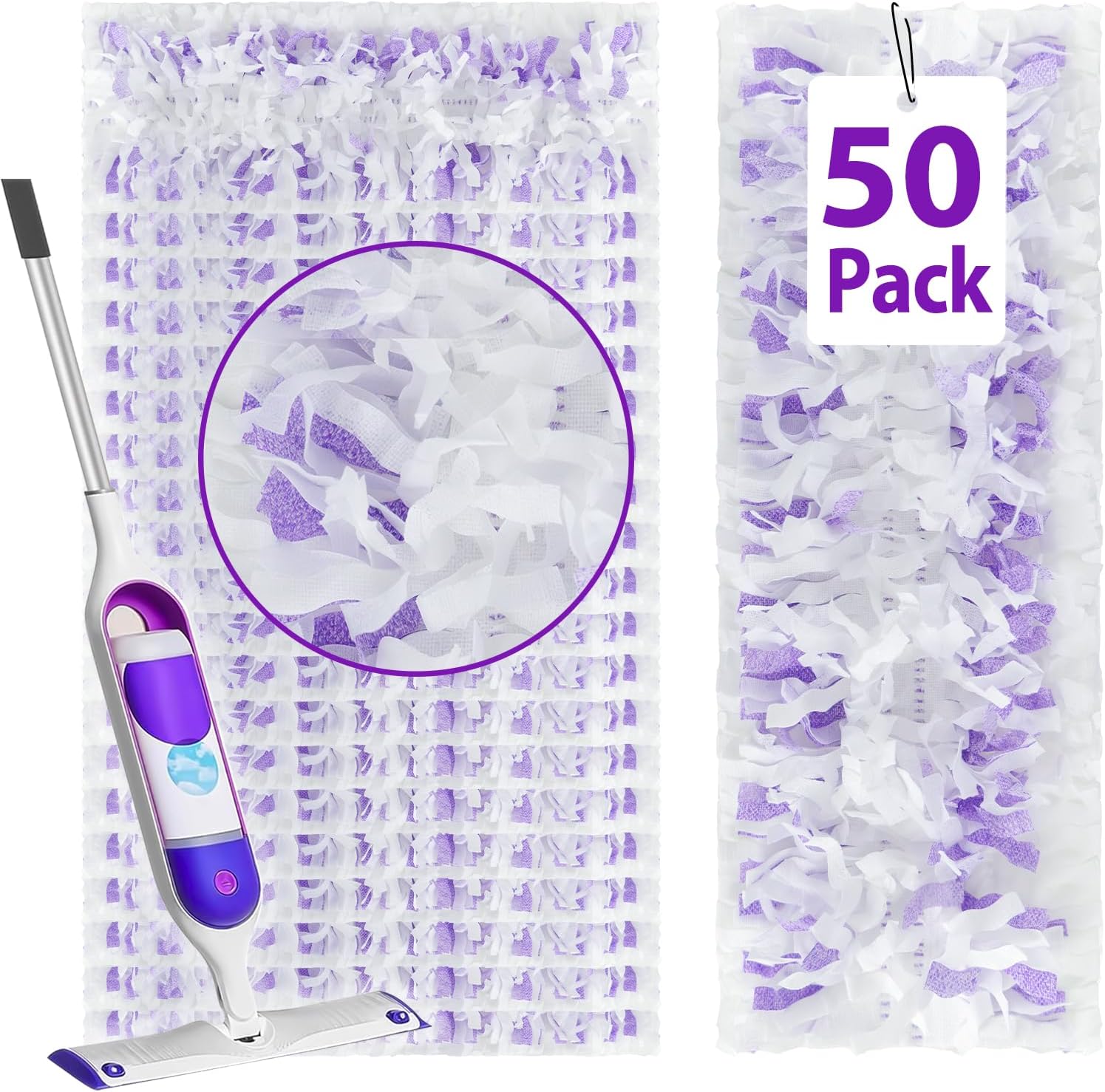 SAUAUSUN 50 Count Heavy-Duty Power Mop Pads for Swiffer