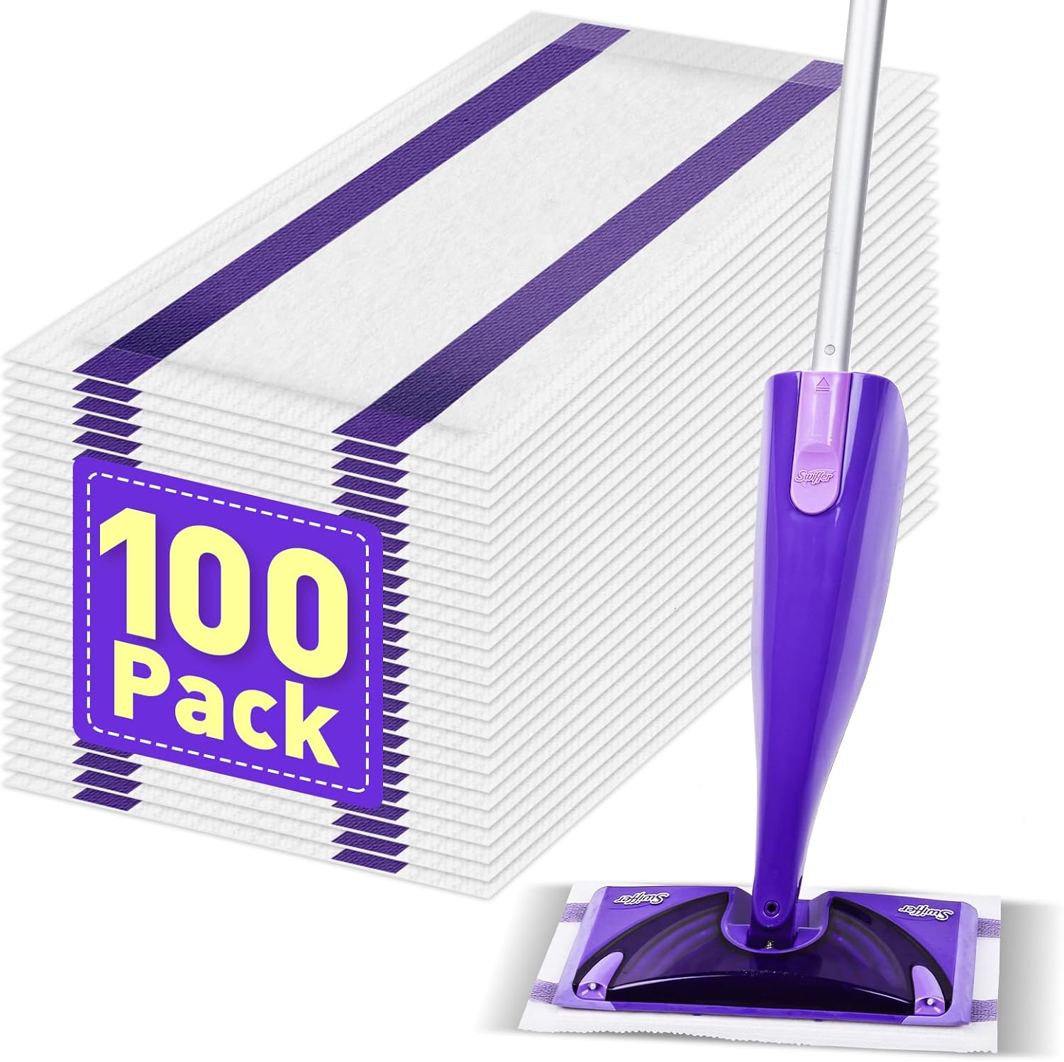 100 Pack Mop Pads Refills for Swiffer WetJet