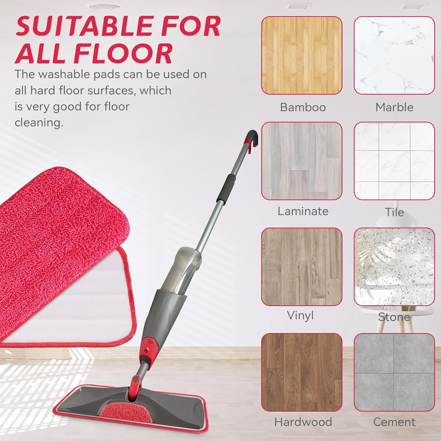 BeiLan Replacement Microfiber Mop Pads - 8 Pack 165 Wet Dry Refills