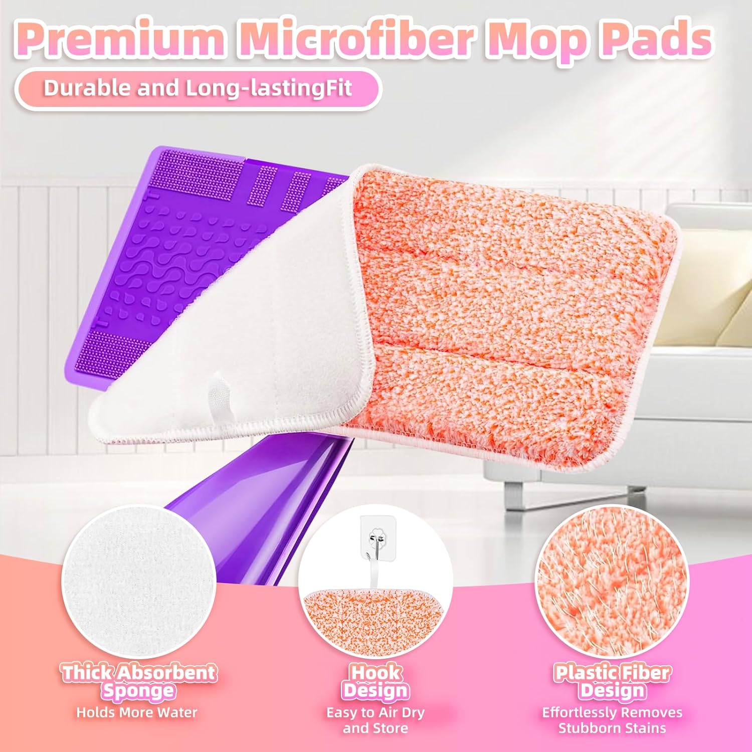 LOVECO Power Scrubbing Reusable Mop Pads 6 Pack
