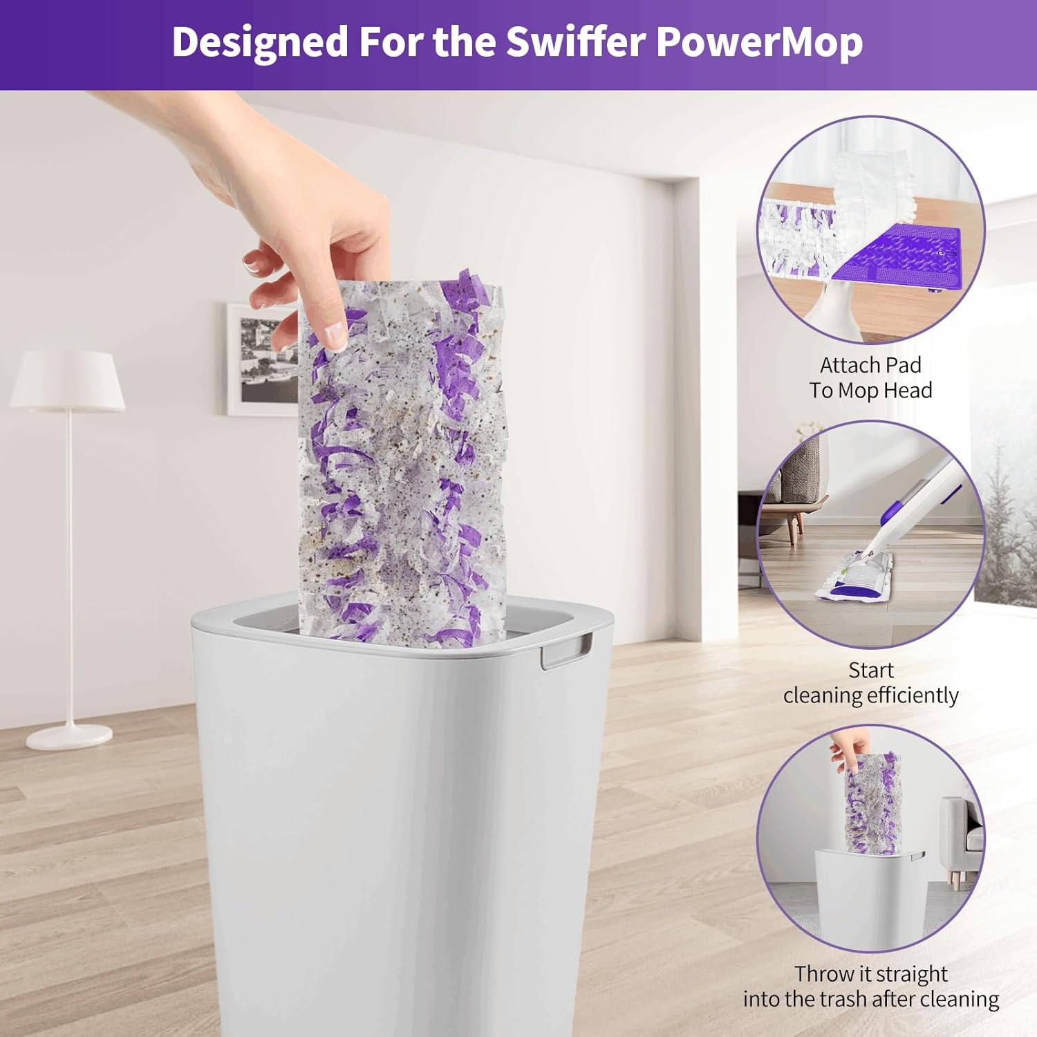 40 Pack Disposable Mopping Pads for Swiffer PowerMop Multi-Surface Wood Mops