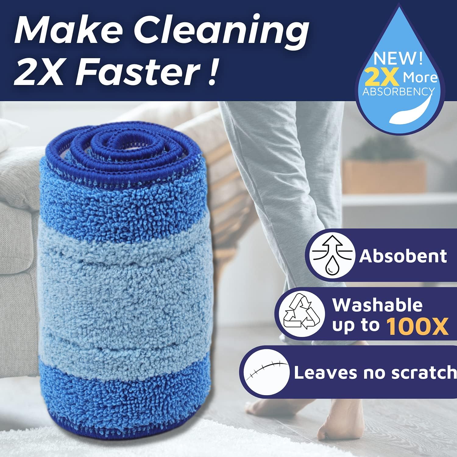 F Flammi 6 Pack Microfiber Mop Pads for Bona Spray Mop 1