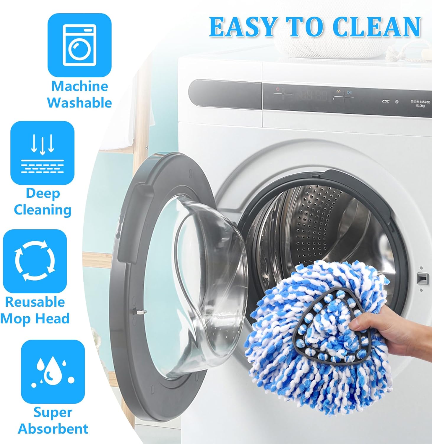 NICEMOVIC 4-Pack Mop Heads for O-Ceda RinseClean 2-Tank System