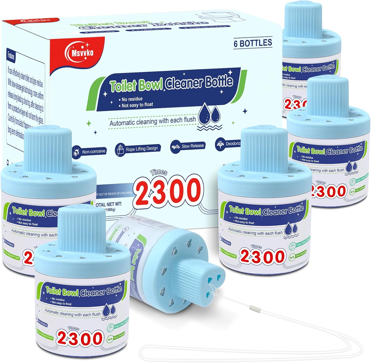 Msvvko Toilet Bowl Cleaner Tablets in Bottles 6 Pack 2300 Flushes Each