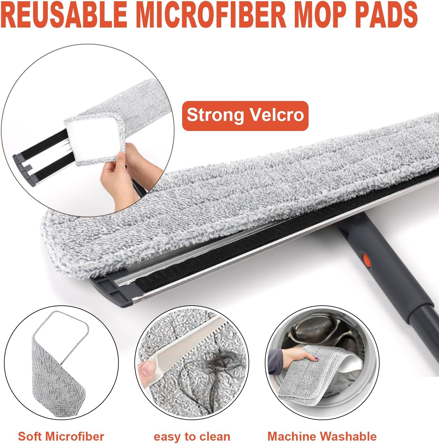 18-Inch Microfiber Mop with 4 Reusable Pads and 61in Handle