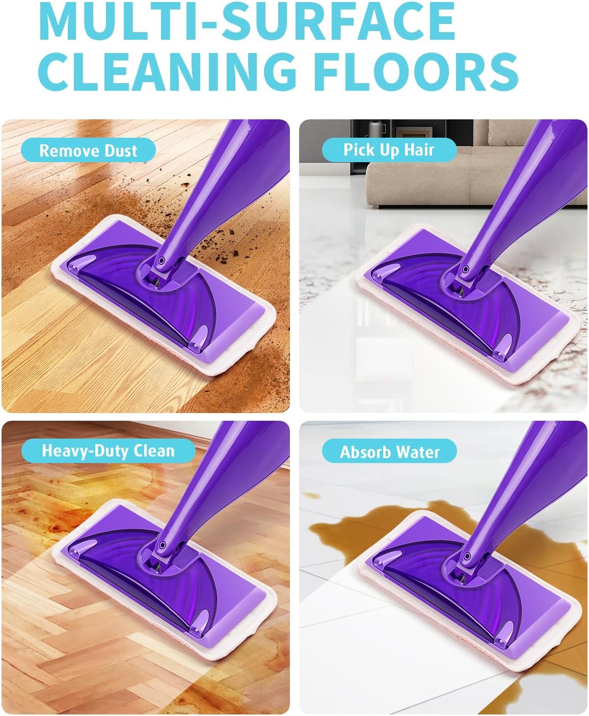 Power Scrubbing Reusable Mop Pads for Swiffer Wet Jet 12 Pack