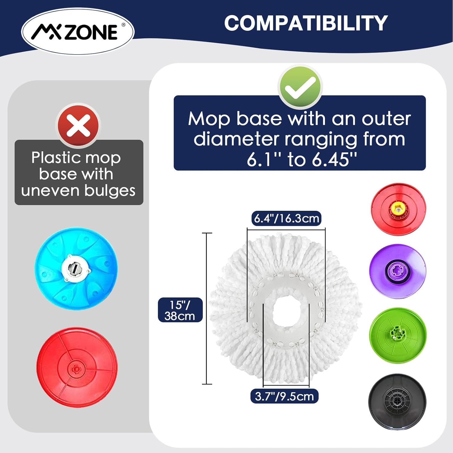 MXZONE Spin Mop Replacement Head 3 Pack