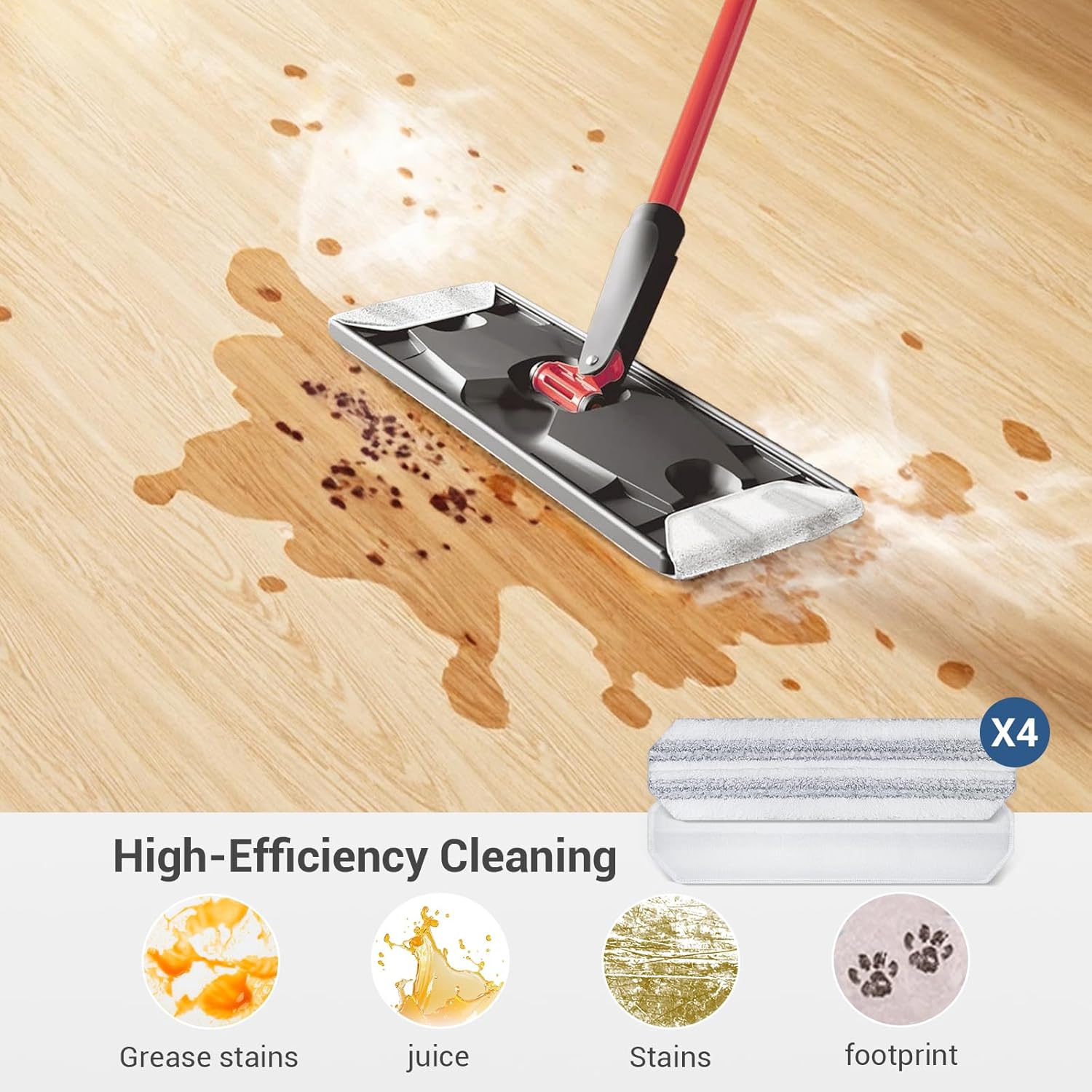 4Pcs Mop Replacement Pads for H2prO Flat Mop System