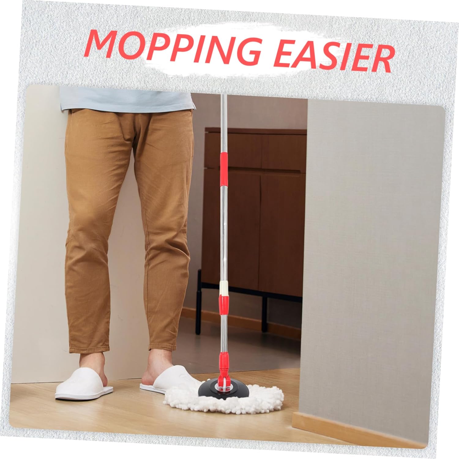 Rotating Mop Handle Telescopic Stainless Steel with Plastic Disc