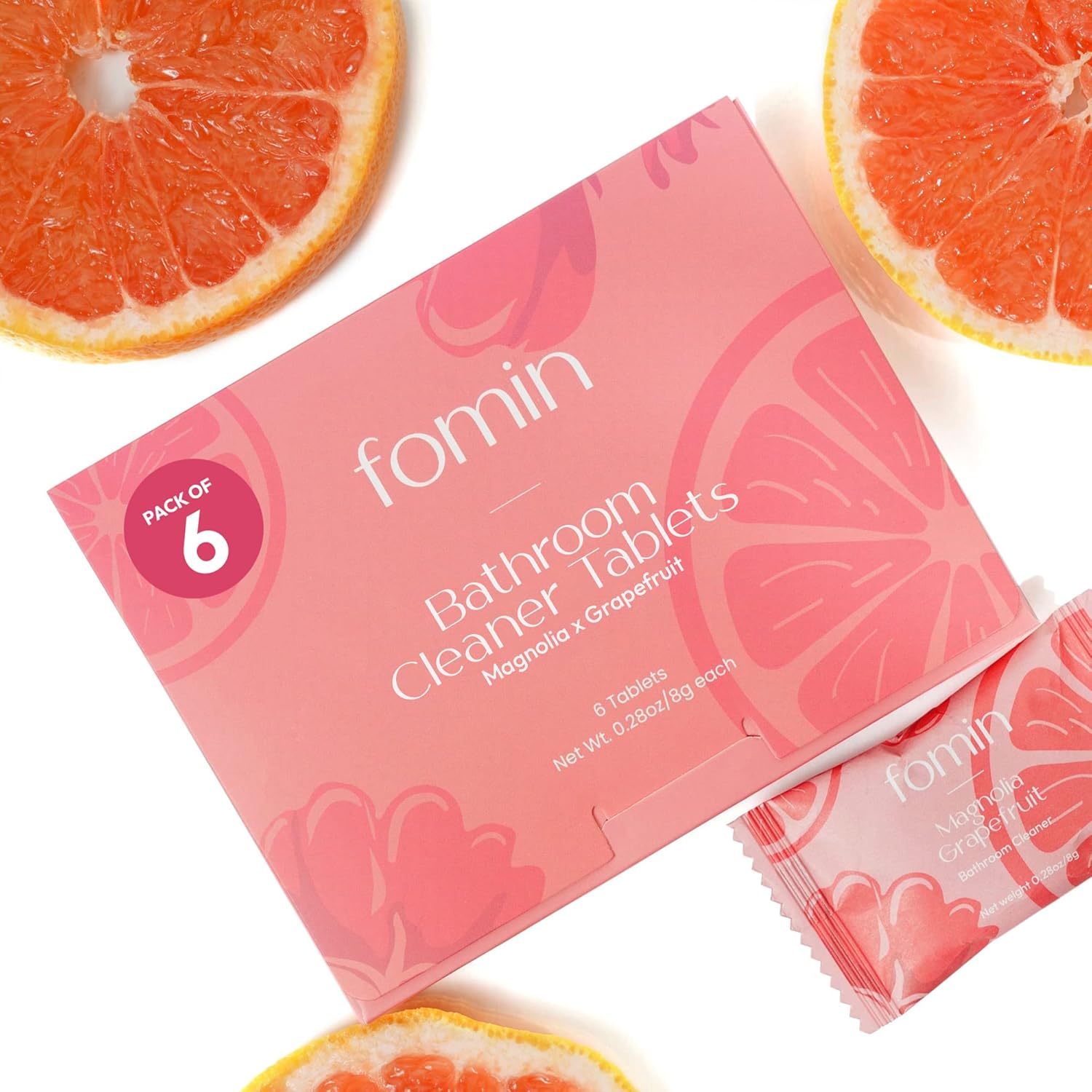 FOMIN Bathroom Cleaner Tablets 6 Pack - Magnolia Grapefruit