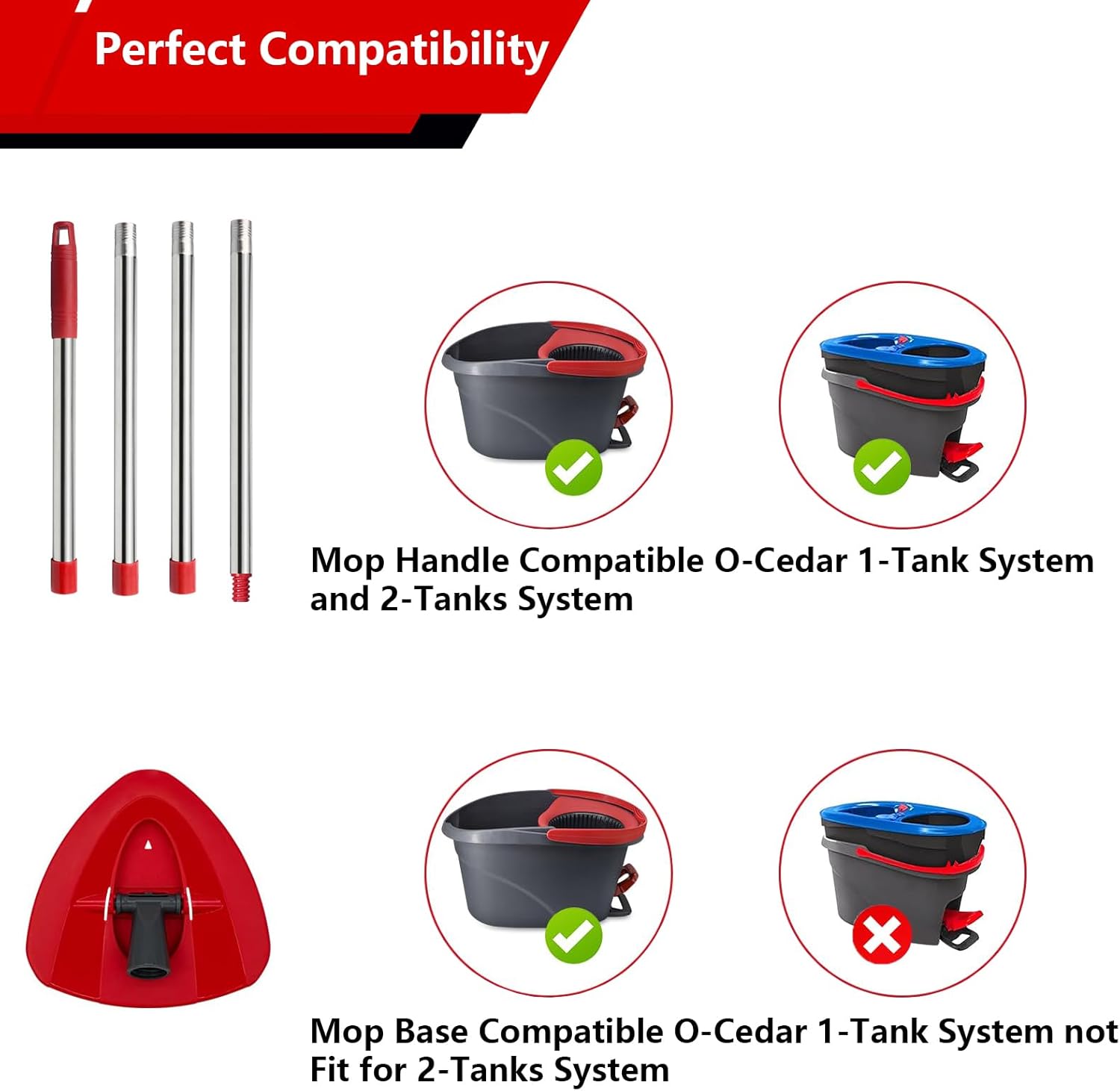 Cengxing 4-Section Mop Handle Replacement for O-Cedar Spin Mop