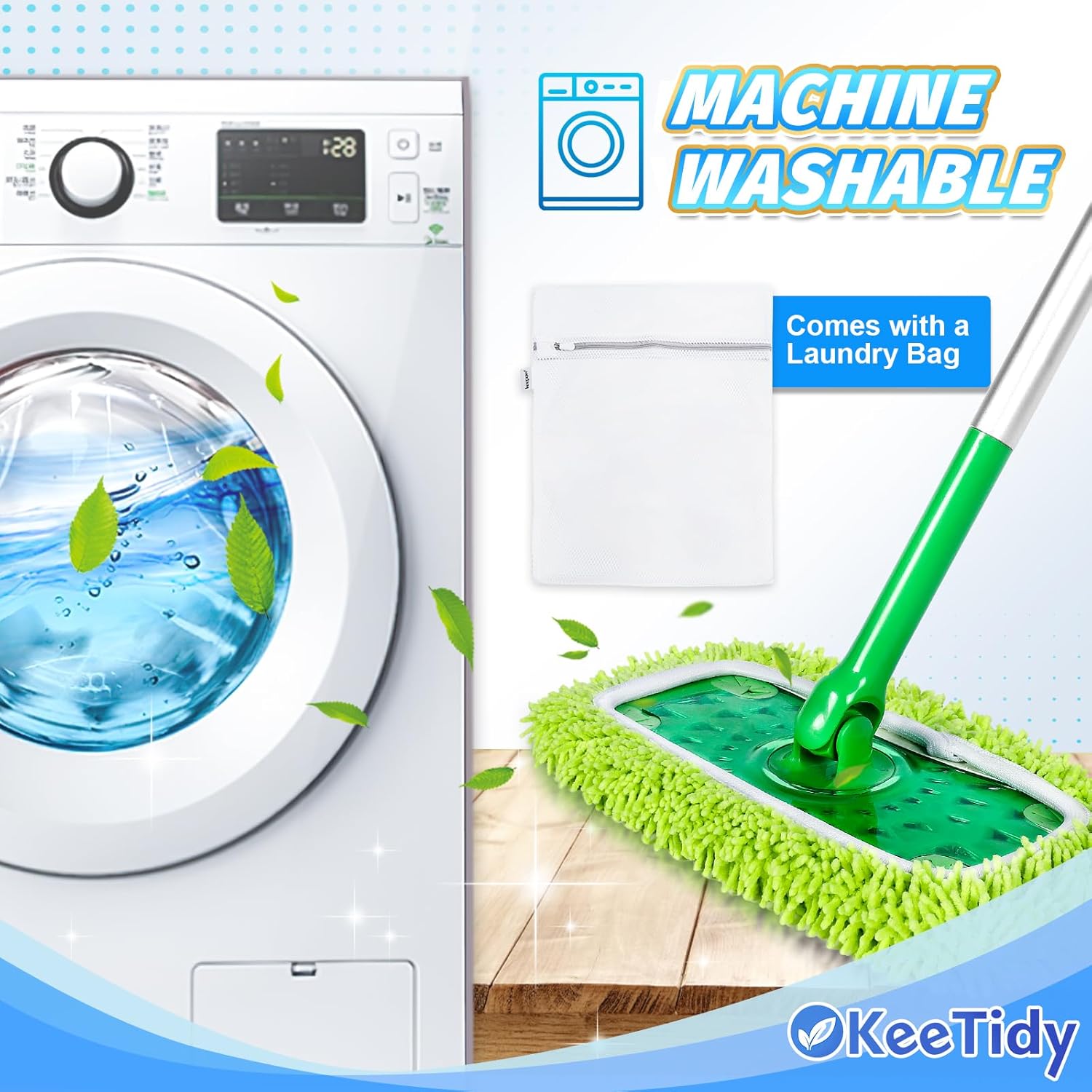 KeeTidy Reusable Mop Pads 3 Pack for Swiffer Sweeper 1