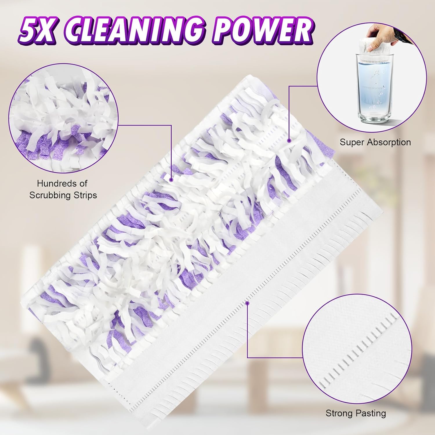 DrFlito 24 Count Swiffer Power Mop Refills - Multi-Surface Clean Unscented