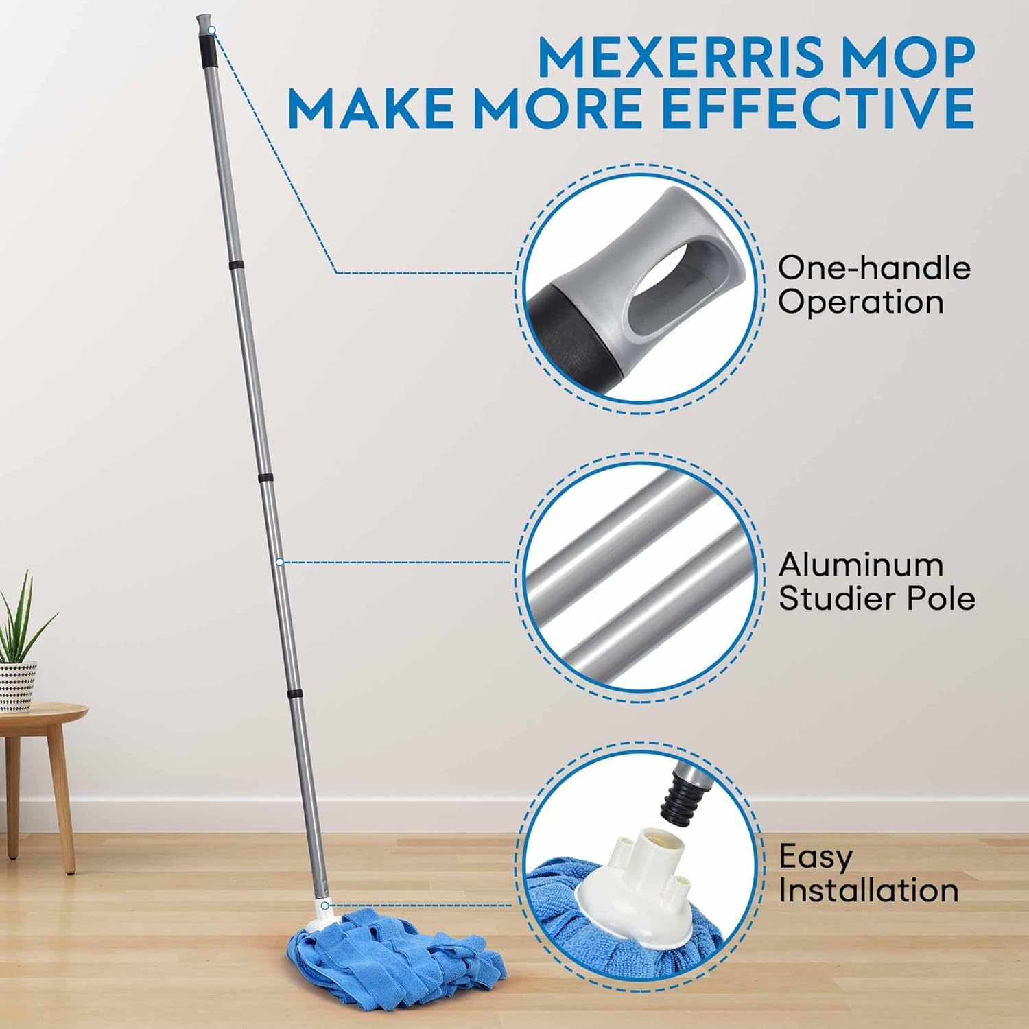 Matthew Microfiber Cloth Mop Refill with 54 Stainless Steel Handle