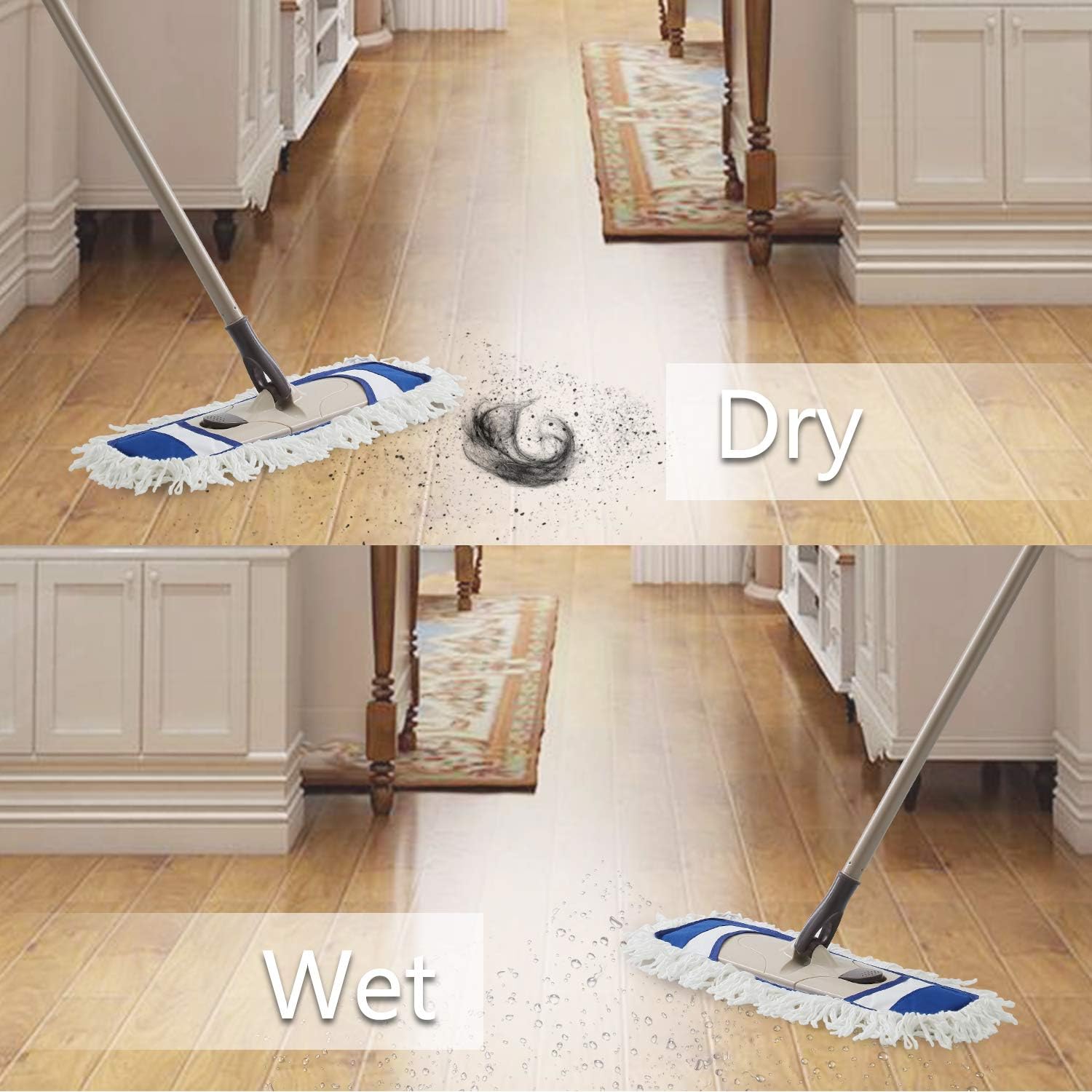 Eyliden Mop Pads 2 Pack Blue for Hardwood Floor Cleaning