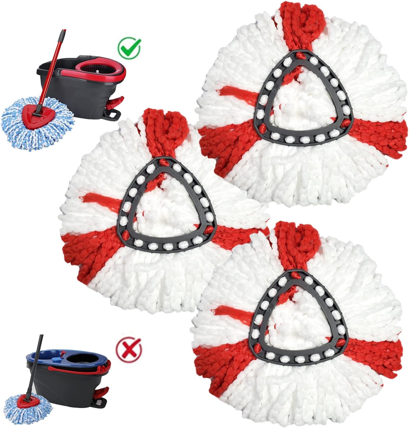JIUMEE 1-Tank System O-Ceda Mop Replacement Head Set of 3 1