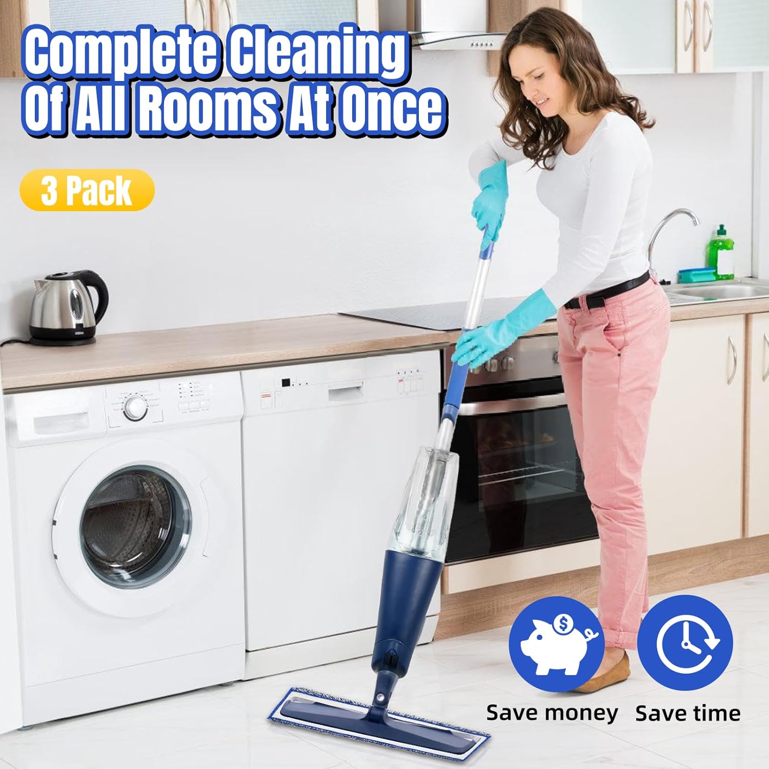 3 Pack Microfiber Replacement Mop Pads for Bona