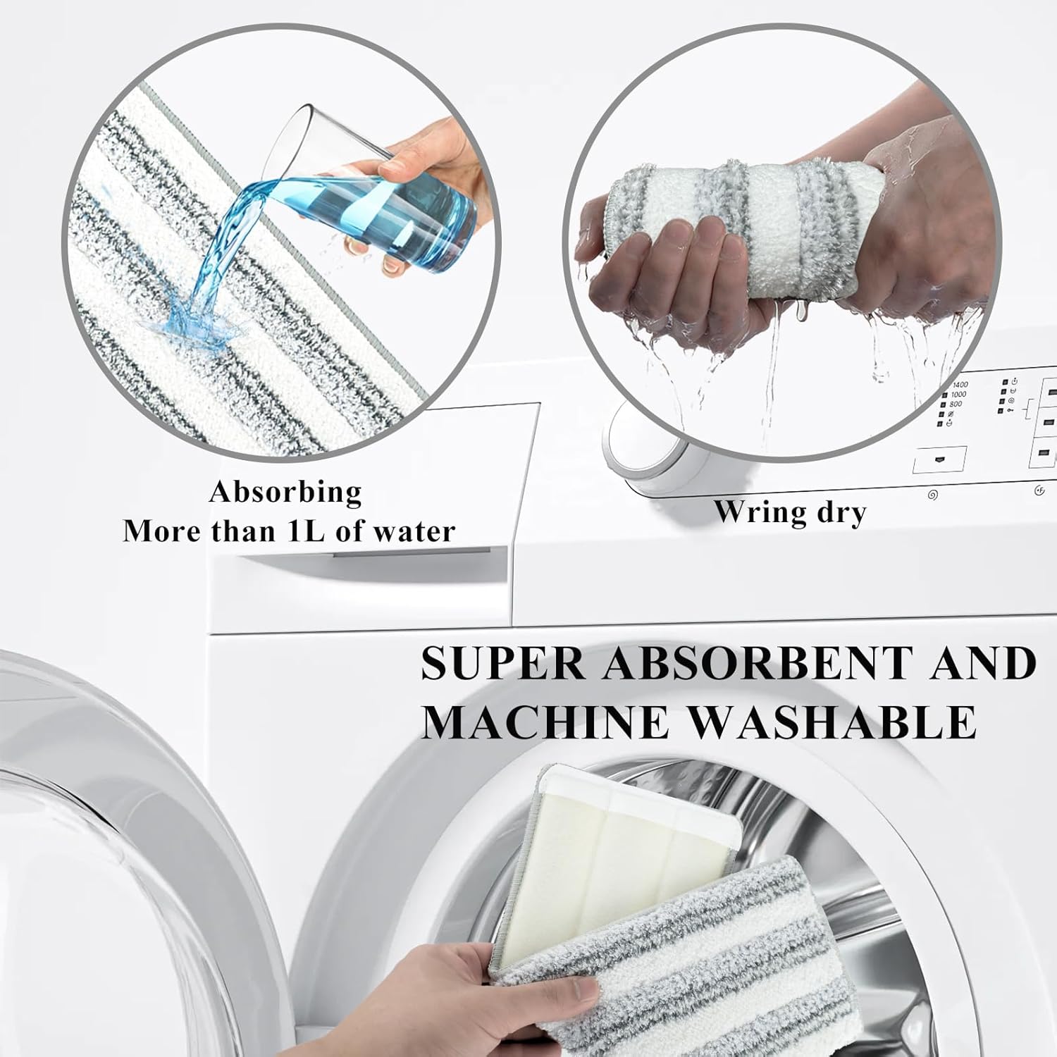 12 Pack Microfiber Mopping Pads - Reusable Washable